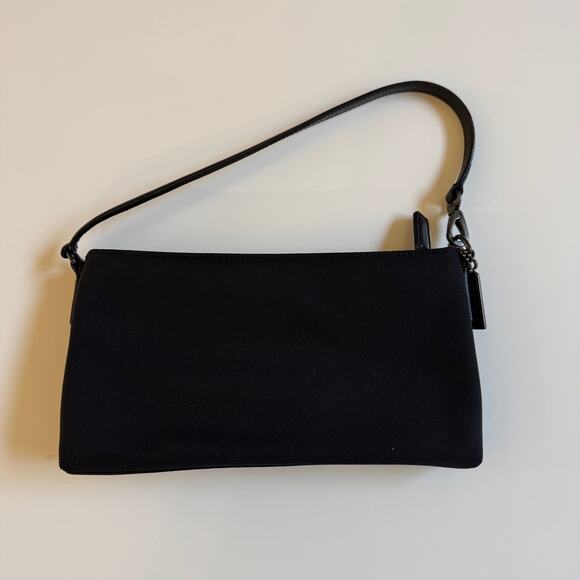 Vintage Coach Black Nylon Mini Shoulder Clutch Bag Removable Strap EUC Evening - Picture 4 of 13